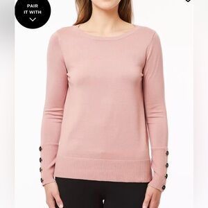 Plus 3X Women's Blush Pink Mauve Melissa Paige Button-Detail Sweater